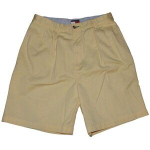Vintage Tommy Hilfiger Yellow Twill Pleated Chino Shorts Men's 32